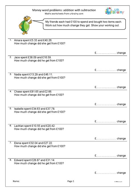 addition and subtraction worded problems year 5
